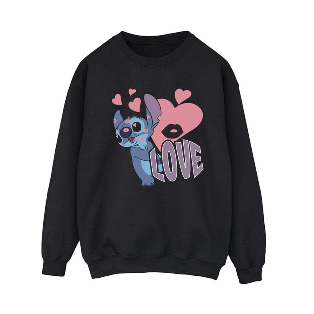 Lilo & Stitch Womens/Ladies Love Hearts Sweatshirt / Black